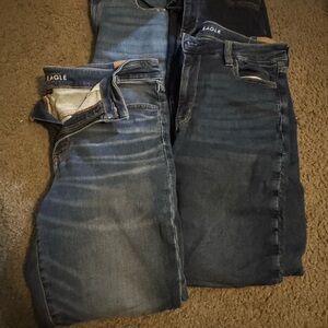 American Eagle Outfitters Women's Dark and Light Blue Skinny Jeans